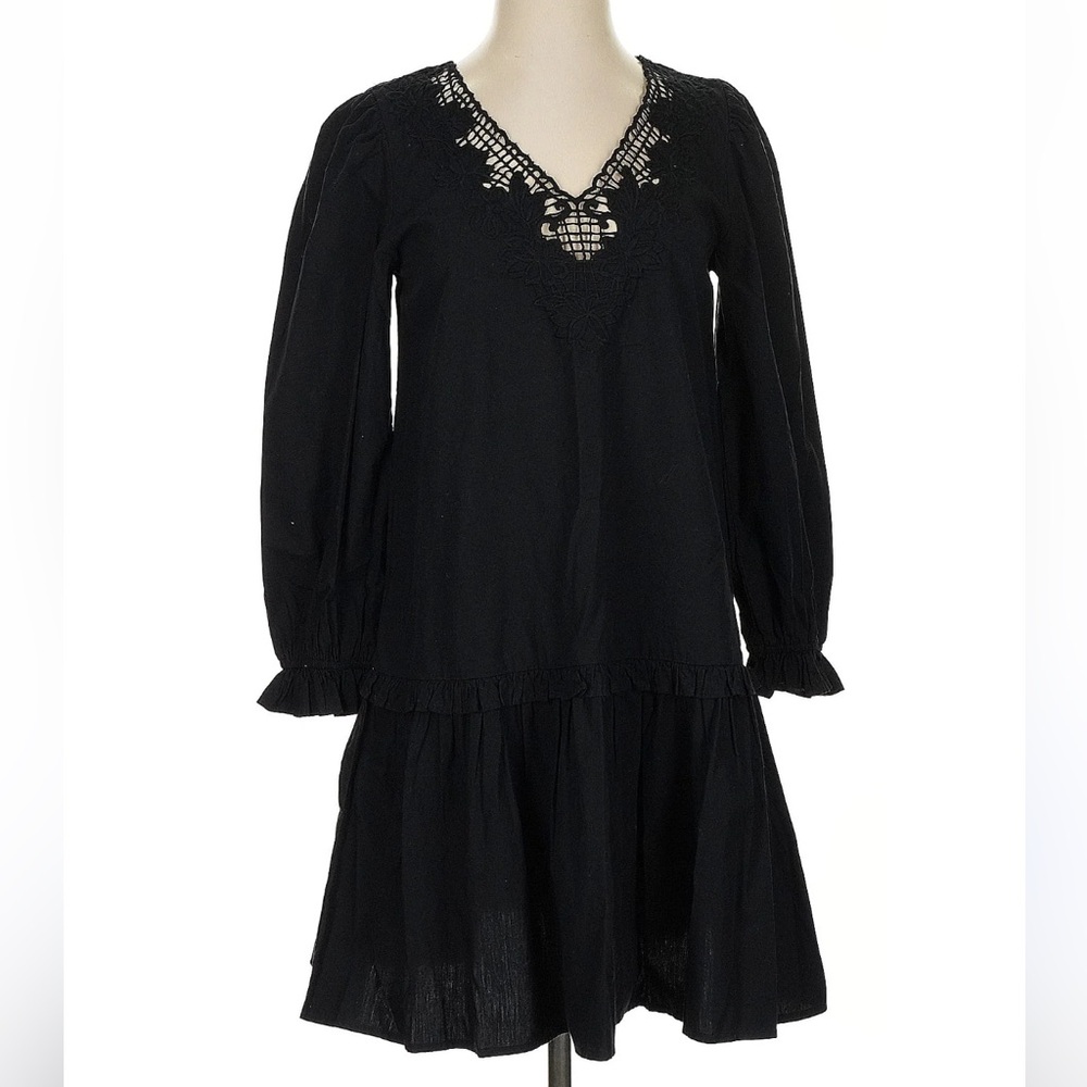I crew small Black Lace Trim Dress